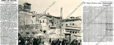 Demolizione di Palazzo Meniconi e della Pesceria per fare posto alla costruzione dell’attuale palazzo Postelegrafico