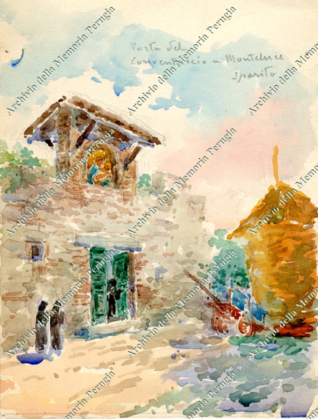 Acquerello di Giovanni Ellero raffigurante la Porta del Conventuccio di Monteluce, non più esistente