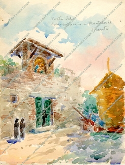 Acquerello di Giovanni Ellero raffigurante la Porta del Conventuccio di Monteluce, non più esistente