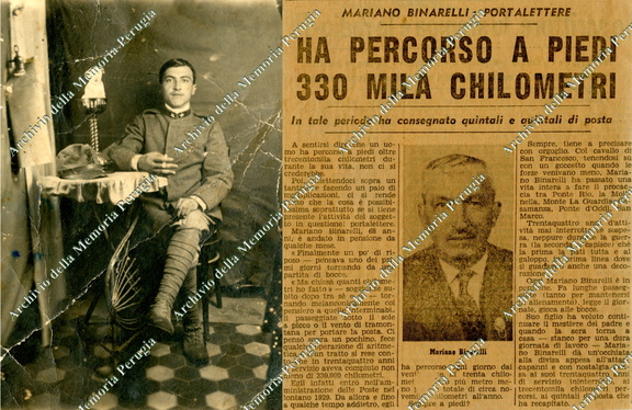 Mariano Binarelli, volontario nella Prima Guerra Mondiale e in seguito portalettere in Perugia