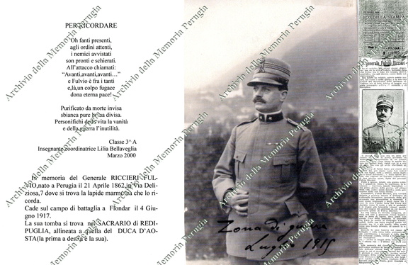 In memoria del Generale perugino Fulvio Riccieri, deceduto sul campo di battaglia di Flondar