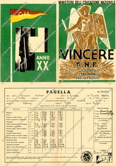 Pagella di Antonio Ceccacci dell'anno scolastico 1941/1942