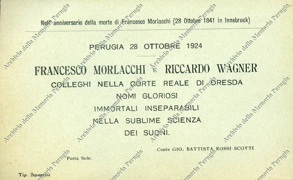 Anniversario della morte del compositore Francesco Morlacchi